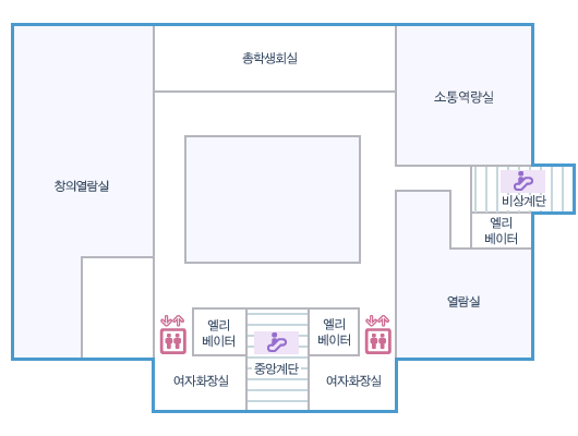 2층 : 일반열람실 1, 2, 3